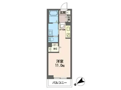 クオリスタ都賀(ワンルーム/1階)の間取り写真