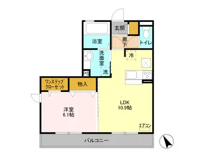 LA PORTE 12Q4(1LDK/1階)の間取り写真