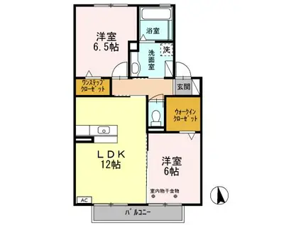 リヴェールふたご B棟(2LDK/2階)の間取り写真