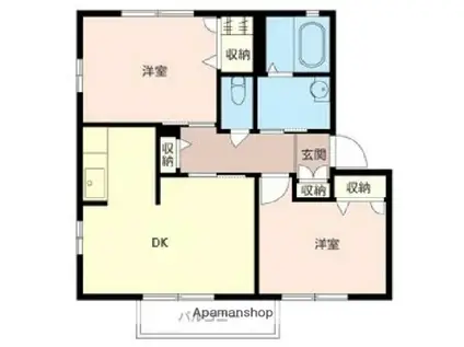 ロックウエルコートII(2DK/1階)の間取り写真