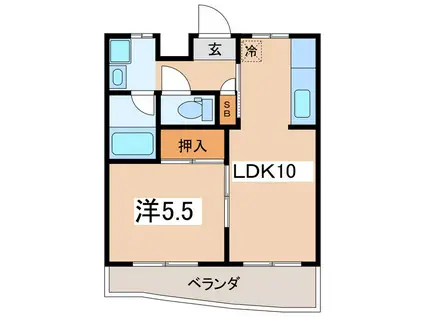 ジ・ウシロヤテラス(1LDK/1階)の間取り写真