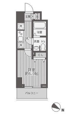 レジディア蒲田(1K/2階)の間取り写真