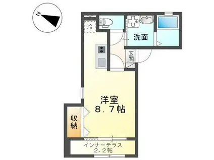 ハウルノア(ワンルーム/2階)の間取り写真