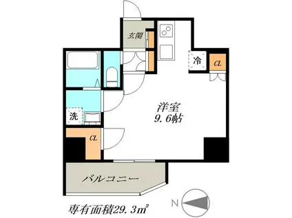 ミハス瑞穂通(1K/9階)の間取り写真