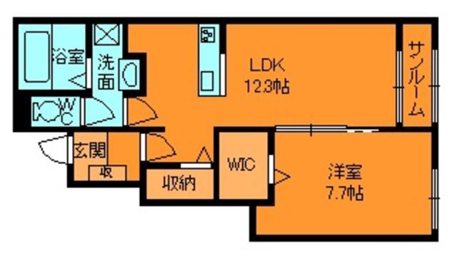 プリュニエ キャトル(1LDK/1階)の間取り写真