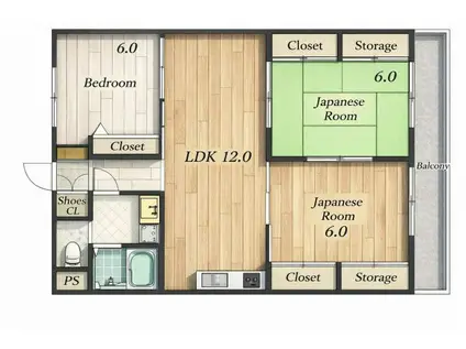 エソール西本(3LDK/1階)の間取り写真