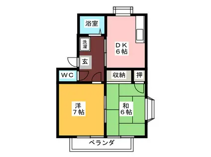 ヒマワリハイツ2(2DK/2階)の間取り写真