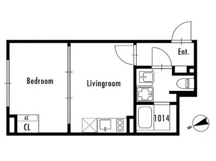 グランパセオ市谷仲之町(1DK/1階)の間取り写真
