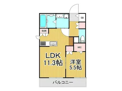 プロムナード浦和(1LDK/1階)の間取り写真
