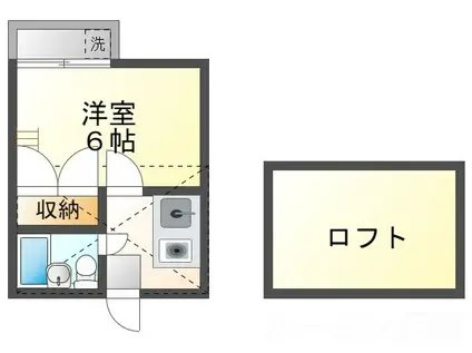 ラピート山手(1K/2階)の間取り写真