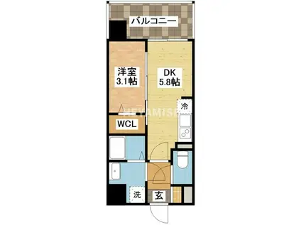 MODERN PALAZZO住吉(1DK/8階)の間取り写真