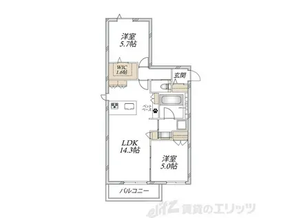大阪市東淀川区上新庄2丁目へーベルメゾン(2LDK/3階)の間取り写真
