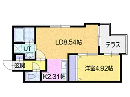 グランジ厚別(1LDK/1階)の間取り写真