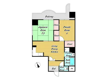 プランドール東豊中II(2LDK/6階)の間取り写真