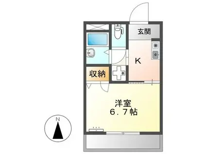 グランフィールド(1K/1階)の間取り写真