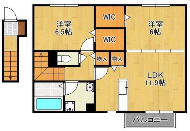 プレミールASAGIRI(2LDK/2階)の間取り写真