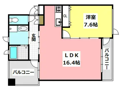 セブンハイツ(1LDK/2階)の間取り写真
