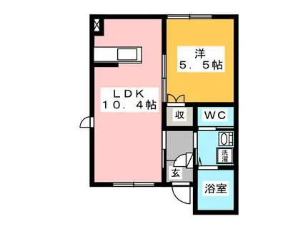 リッフェルハウス(1LDK/1階)の間取り写真