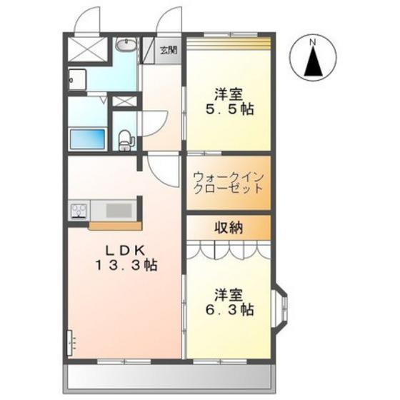 プラッツ・ユーI(2LDK/1階)の間取り写真