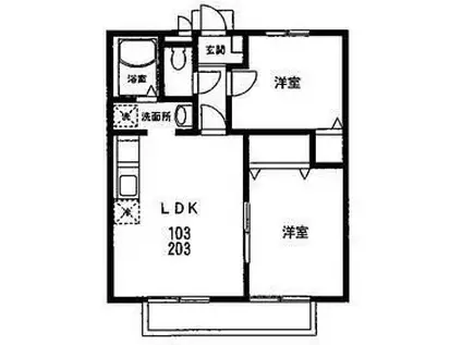 コーポソレジオ(2LDK/1階)の間取り写真