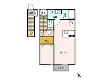 ローズシャルダン(ワンルーム/2階)の間取り写真