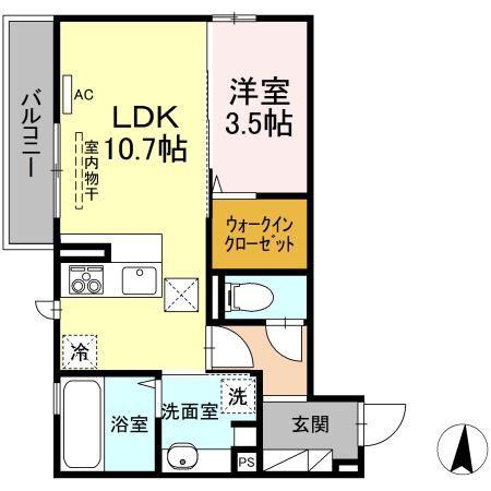 TUBAKI HOUSE(1LDK/1階)の間取り写真