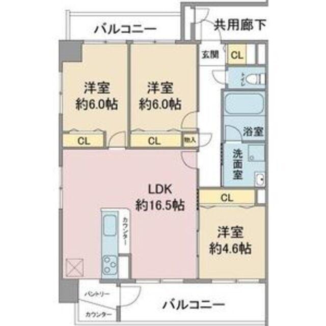 グランヒルズ猫洞(3LDK/4階)の間取り写真