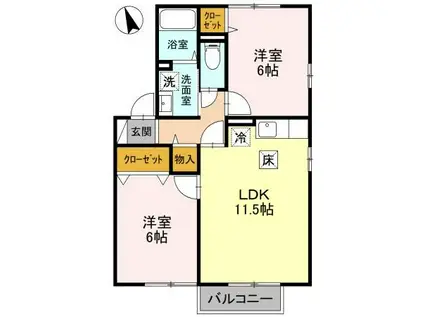 リベェルティA/B/C/D(2LDK/1階)の間取り写真