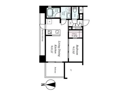 リシャール川崎THE ウエスト(1LDK/9階)の間取り写真