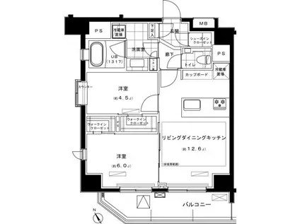 アイディコート飯田橋(2LDK/3階)の間取り写真