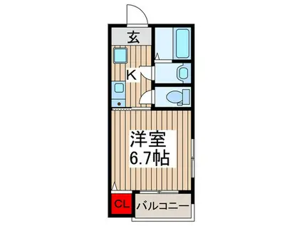 ボヌール指扇(1K/1階)の間取り写真