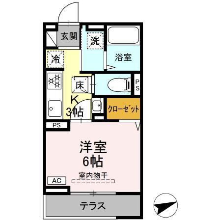 セレスティア柴又VI(1K/1階)の間取り写真