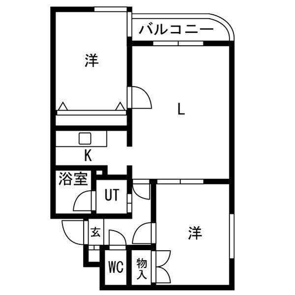 晃和レジデンス(2LDK/4階)の間取り写真