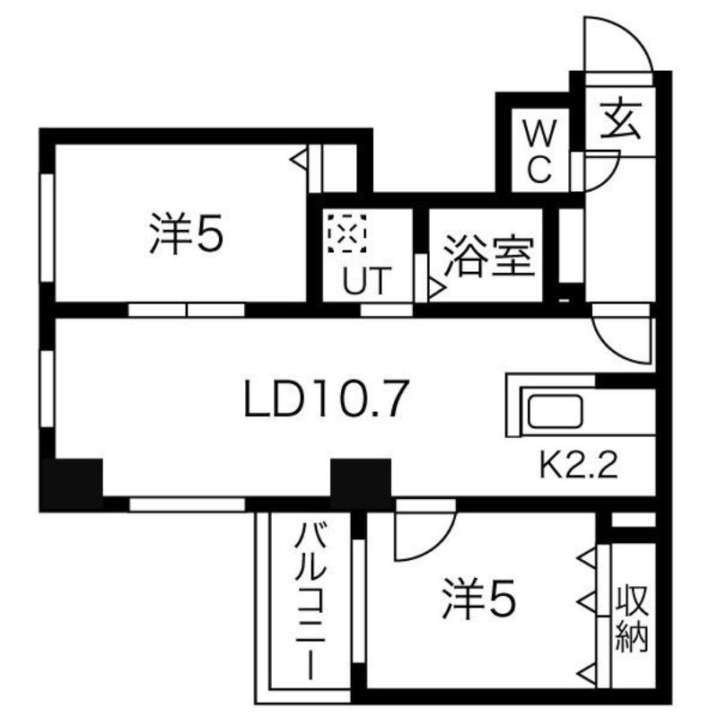 地下鉄南北線 自衛隊前駅 徒歩14分 4階建 築22年(2LDK/3階)の間取り写真