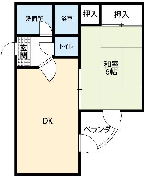 フォレストパークB(1LDK/1階)の間取り写真