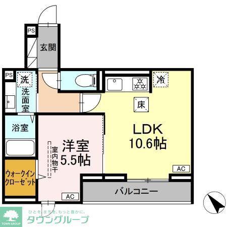 D PAINA 登戸II(1LDK/2階)の間取り写真