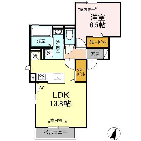 ＪＲ山陽本線 倉敷駅 徒歩7分 3階建 築5年(1LDK/2階)の間取り写真