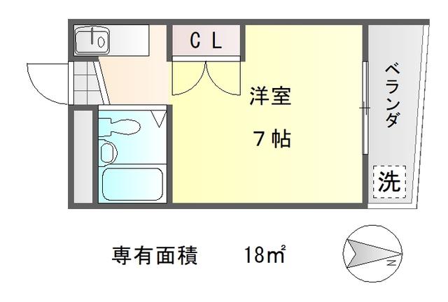 ラポール平田(1K/3階)の間取り写真