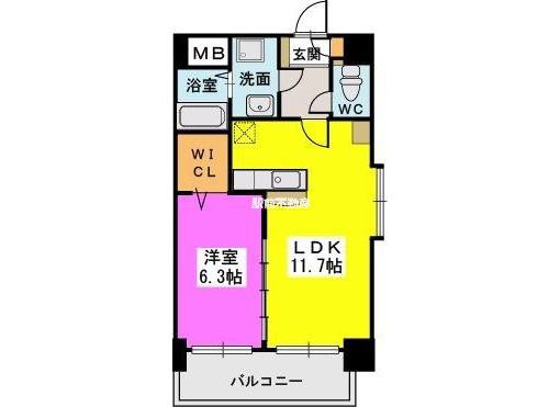 プレジデント正弥久留米駅前(1LDK/4階)の間取り写真