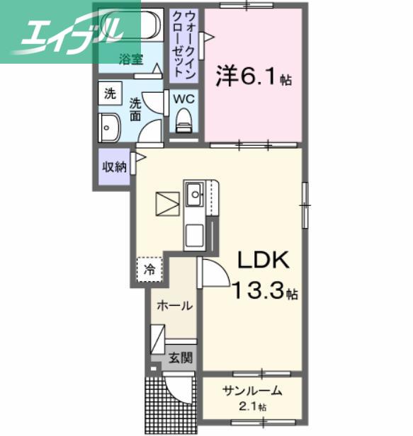 エスポワール昴A(1LDK/1階)の間取り写真