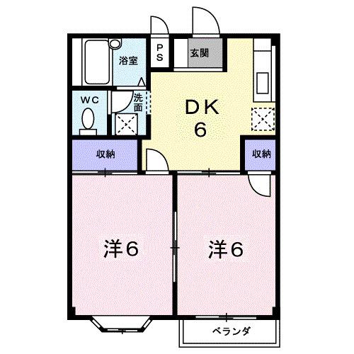 エルディムドミール小林(2DK/2階)の間取り写真