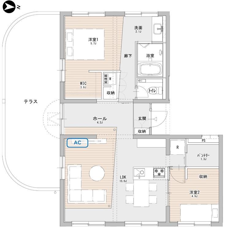 UNFLAT(2LDK/2階)の間取り写真