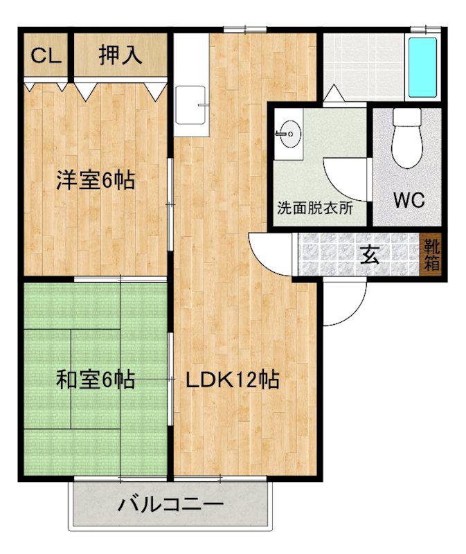 モーニングサン(2LDK/1階)の間取り写真