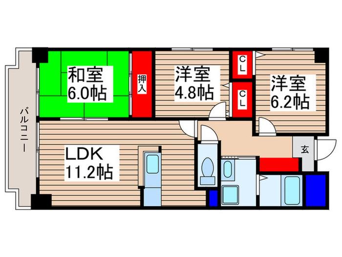 シー.ビー.フォート(3LDK/5階)の間取り写真