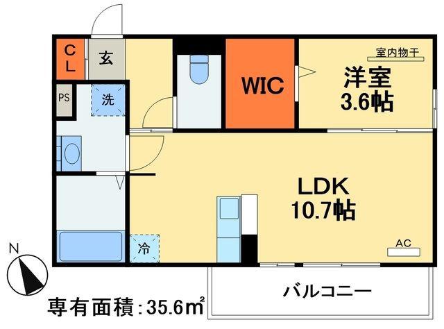 D-ROOM博多駅南(1LDK/1階)の間取り写真