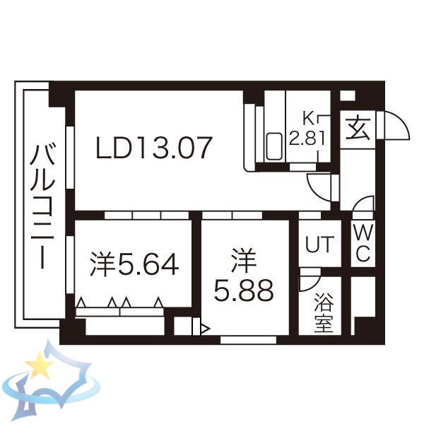 サンクドゥ(2LDK/3階)の間取り写真