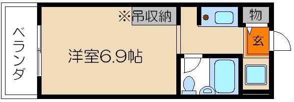 プロスパコート(1K/2階)の間取り写真