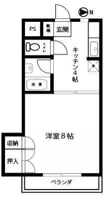 マンション緑(1K/2階)の間取り写真