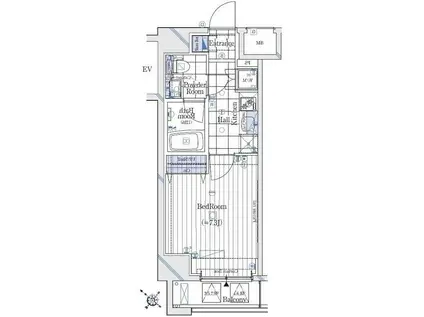 ガリシアレジデンス六本木(1K/2階)の間取り写真