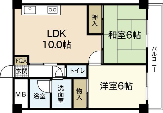 ハーシオンフルタII(2LDK/5階)の間取り写真